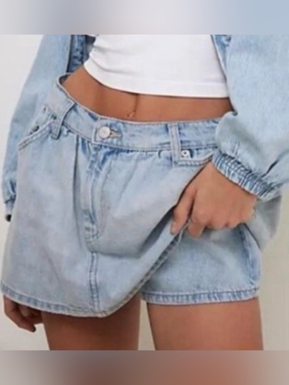 We The Free NEW Demi Denim Skort In Aura Blue With Pockets Sz.31 Boho Festival